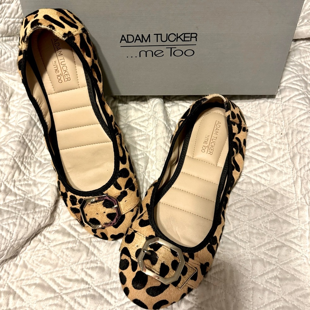 Me Too Adam Tucker: Leopard Print Flats With Gold… - image 1